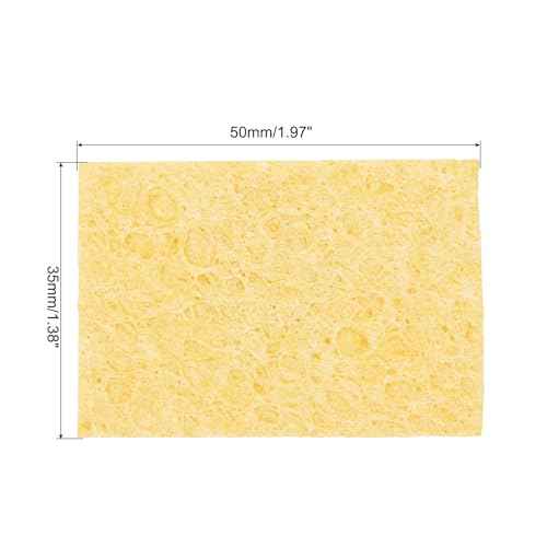 MECCANIXITY 25PCS Soldering Sponge 50 x 35mm Rectangle Deep Yellow Cleaning Pad Welding Tip Iron Replacement for Cleaning Soldering Iron 2mm Natural Thickness 11mm Water Absorption Thickness