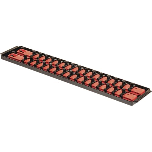 Ernst Socket Boss 19-Inch 3/8-Inch-Drive Red Socket Organizer Rail (2-Rail) - Twist-Lock Tray