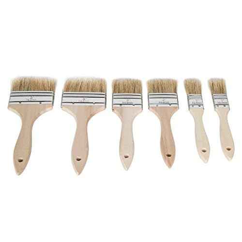 ETERNA 6Pack Household Chip Paint Brush 1inch 2inch 3inch Natural Bristles Wooden Handle Flat Brushes Set for Painting, Glue, Oil, Acrylic, Stain