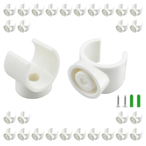 SDTC Tech 30 Pack 3/4 Inch PEX Pipe Clamp Clip, 20 mm U Hook PEX Tubing Clamps Hangers PVC Water Pipe Support Holder Bracket Socket, White Plastic Clips Hangers (Fasteners Included)