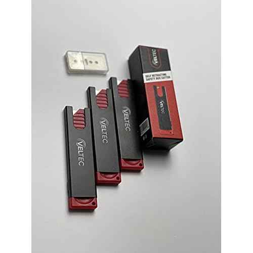 Veltec Auto Retractable Safety Utility Box Cutters, 3 Pack Cutters with 10 Extra Blades (VC800)