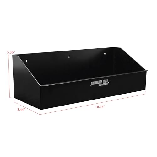 Extreme Max 5001.6165 Wall-Mount Aluminum Aerosol Storage Shelf Organizer for Enclosed Race Trailer, Shop, Garage, Storage - Black