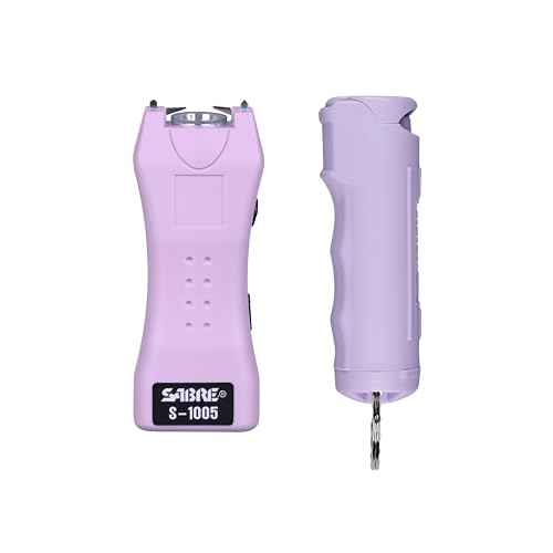 SABRE Pepper Spray & 2-in-1 Stun Gun with Flashlight, Self Defense Kit, Fast Flip Top Safety, Finger Grip for Better & Faster Aim, Painful 1.60 ?C Charge, 120 Lumen LED Light, Rechargeable, 0.54 fl oz