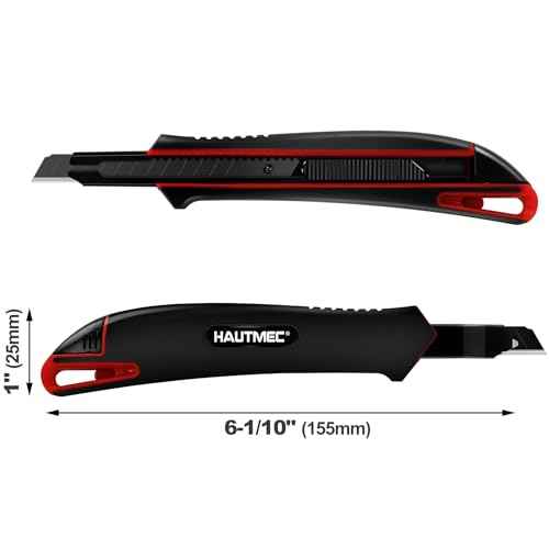 HAUTMEC 9mm Precision Utility Knife, Soft Grip Snap-off Box Cutter, Retractable 9mm Multi-Purpose Cutter for Detailed Cutting in Work, Home Use and Arts Crafts HT0255-KN