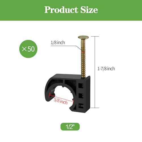 50 Pack 1/2" Half Clamps J-Hook with Nails Set, J Clamps for PEX, Copper, CPVC Tubing Connections