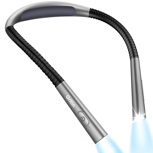 Gritin Upgraded Gray Neck Book Light with 4 Color Temperatures & 5 Brightness Levels