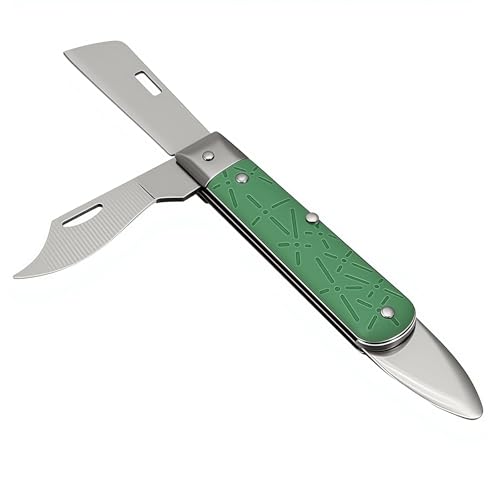 Grafting Knife, COMKIT Professional Foldable Double Blades Graft Knife, Fruit Trees Gardening Grafting Cutting Seedling Budding Tool with Bark Lifter