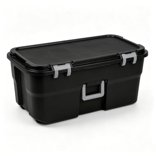 22 Gallon Heavy-Duty Lockable Plastic Footlocker with Wheels for Camping & Storage