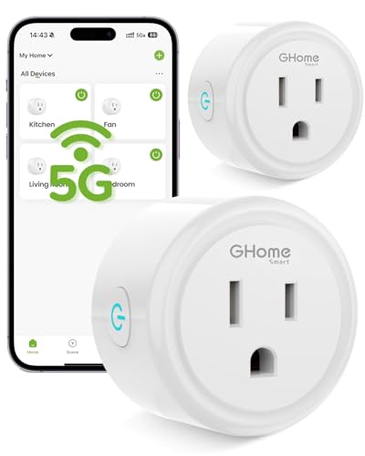 GHome Smart 5G WiFi Smart Plug Pack of 2, Voice Control Outlet Timer for Alexa & Google