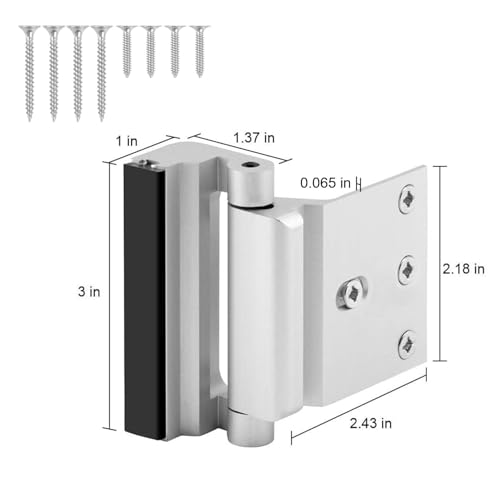 EverPlus Silver Front Door Reinforcement Lock - Heavy Duty Security Latch