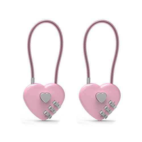 Small Combination Lock for Locker, Cable Lock with Code, Pink Padlock Combination, for Luggage, Suitcase, Gym Locker, Backpack Zipper, Cabinet, Box, Fence Gate, Travel Safe, Outdoor Use