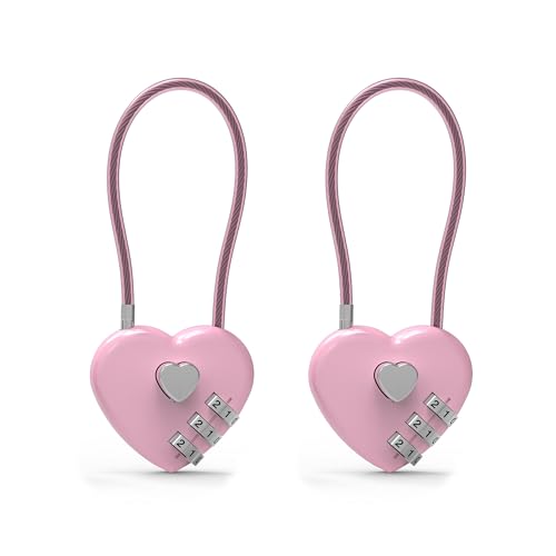 UP Security Pink 2-Pack 5-inch Cable Combination Locks for Luggage & Gym Locker