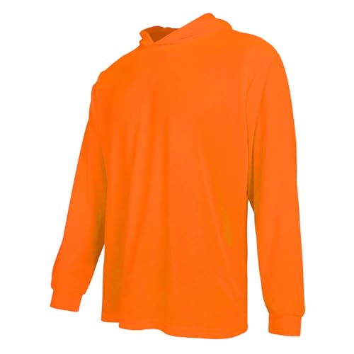 Hi Vis Safety Hoodie, High Visibility Shirts for Men, Long Sleeve, Construction Work Shirts with Sun Protective Hood