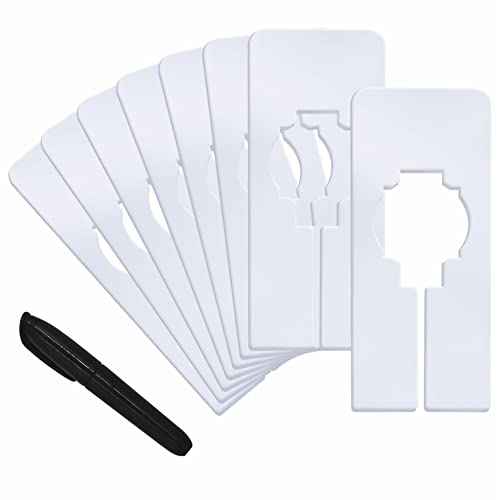 8 PCS Closet Rack Dividers, Wardrobe partition Board White Rectangular Clothing Hanger Dividers with a Bonus Marker, Writable & Reusable for Sorting Clothes Size, Color