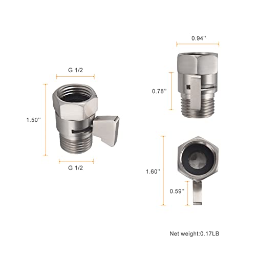 Brushed Nickel Shower Head Shut Off Valve - Water Flow Control & Regulator