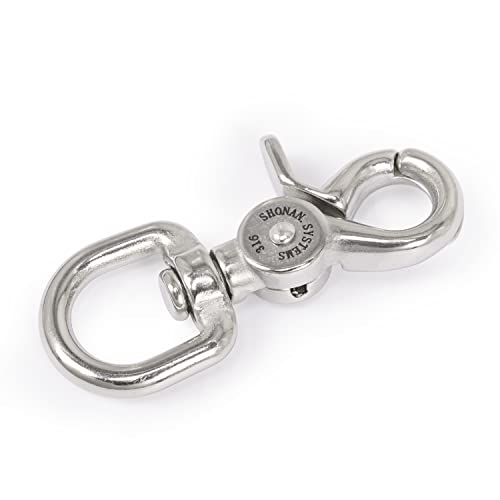SHONAN 2.65 Inch Marine Grade Stainless Steel Trigger Snap Hooks - 2 Pack, Swivel Lobster Claw Clips for Dog Leash, Flag Pole, Camera Straps