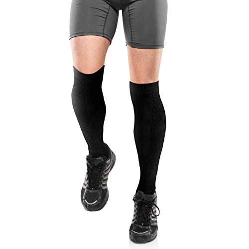 Zhanmai Cut Resistant Leg Sleeves Bite-Proof Protective Leg Sleeves for Welding, Lawn Mowing Guard Safety (Black, Straight Style)