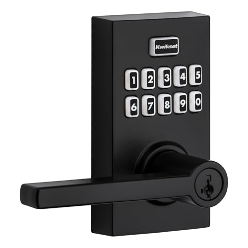 Kwikset SmartCode 917 Electronic Deadbolt with Halifax Handle - Matte Black, Reversible, Keyless Entry