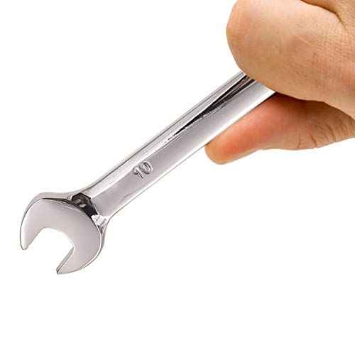 KINJOEK 2 PCS 10mm 12PT Ratchet Wrench, Metric Ratcheting Wrench Set with 5¡Æ Movement and 72 Teeth for Projects with Tight Space
