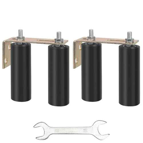 2 Pack 6" Gate Roller Guide with L-Bracket, Universal Adjustable Heavy Duty Sliding Gate Rollers,Sliding Gate Kit, Black Sliding Gate Guide Roller,Sliding Door Hardware