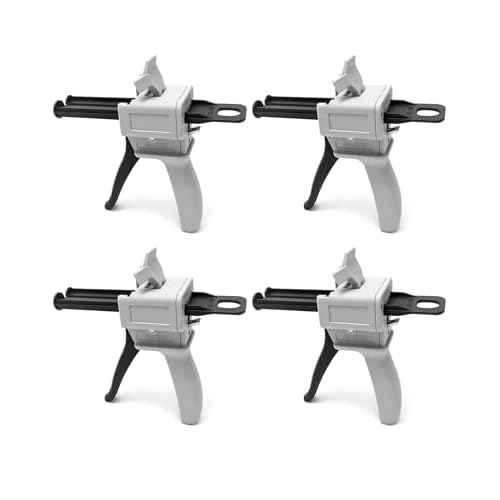 QWORK 50ml Dispensing Gun Kit, Impression Mixing Dispensing Gun, 1: 1/1: 2 AB Ratio, Static Mixer Mixing Nozzle, 4 Pack