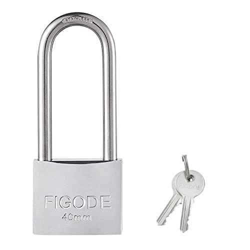 FIGODE¢ç Lock, Marine Grade Rustproof Padlock with Stainless Steel Shackle and Chrome Plated Brass Body, Outdoor Padlock Weatherproof, Keyed Different, 2.3 in. Long Shackle, 1 Pack