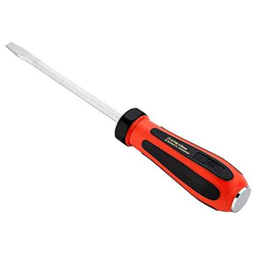 Jetech Striking Cap Go-Through Slotted Screwdriver, S2 Steel Flathead with Magnetic Tip, Ergonomic Soft Grip TPR Handle, 0.24 x 4.92 inches