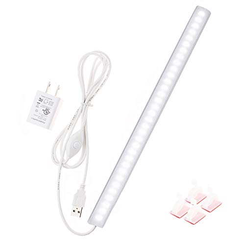 JUSJUBR 12-Inch Cold White Plug-in LED Under Cabinet Light with Memory, Dimmable Slim Workbench