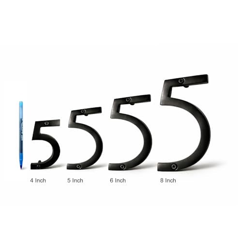NACH 6 Inch Aluminum Floating House Numbers - Black Exterior Door Numbers with Mounting Hardware