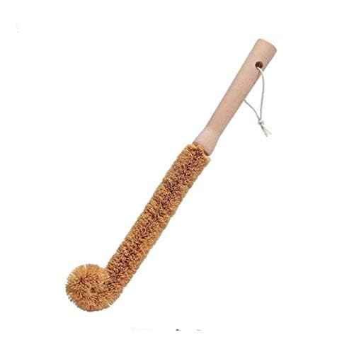 1Pcs Coconut Fibre Brush with Natural Wooden Handle Hangable Kitchen Multifunction Brush Cup Brush Washing Brush for Glass Feeding Bottle Wine Bottle