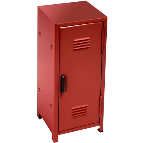PACOLO Red Mini Metal Locker for Kids Desktop Storage & Safe, Girls Lockbox
