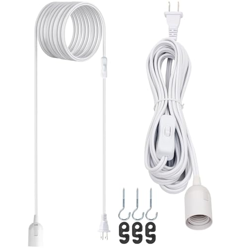 20ft UL Approved Hanging Lantern Pendant Light Cord with ON/OFF Switch - White Variation