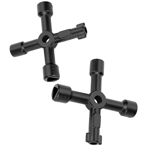 2 PCS 4 Way Cross Key, Zinc Alloy Multifunction Radiator Key Opening Cross Key for Water Meter Valve Electric Box Cupboard Cabinet Train Door ,Plumbers, Electricians ,Electrical Cupboard Box Elevator
