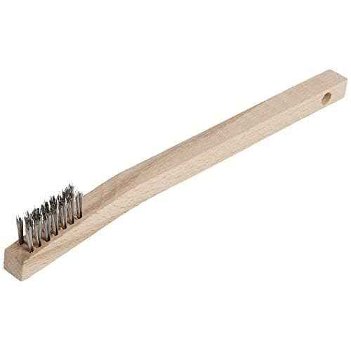 Forney 70506 Wire Scratch Brush, Stainless Steel with Wood Handle, 7-3/4-Inch-by-.006-Inch