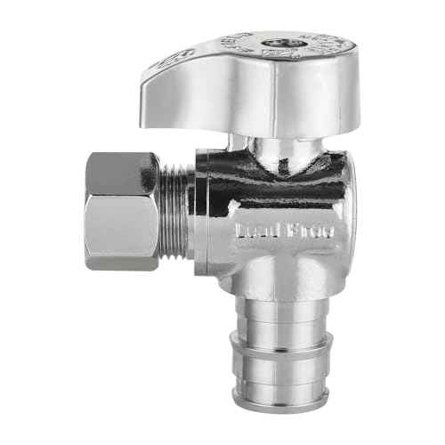 Pro 10-Pack EFIELD Stop Angle Valve Pex-A 1/4 Turn, 3/8" OD Compression X 1/2" Pex-A Expansion, Chrome Plated LF Brass, Heavy Duty,(VALVE378)