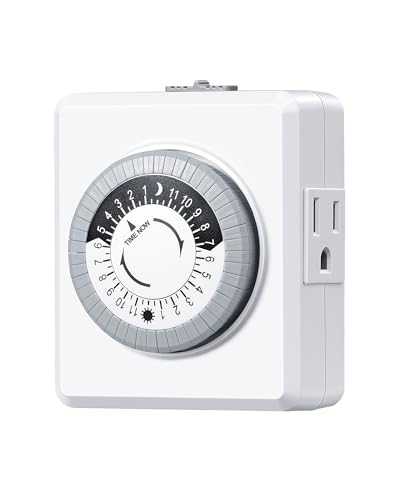 DEWENWILS 24 Hour Mechanical Plug-in Timer - Dual Outlets, Indoor, Easy Setup