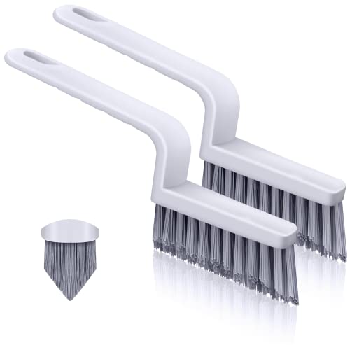 Lumkew V Shape Grout Cleaning Brush Set - 2 pcs Stiff Tile & Bathroom Scrub Brushes