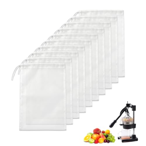 Juicer Bag Set 10 Pack for Cast Iron Juicer – Nylon Mesh, Reusable, Easy Tie