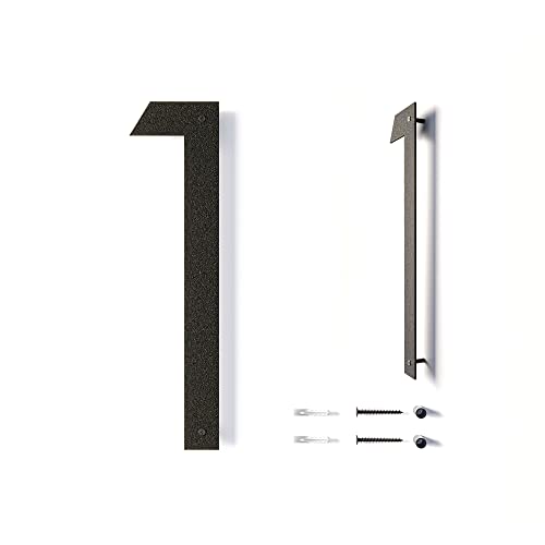 REINCARVATION 12 Inch Modern Floating House Numbers - Black Rust-Proof Metal Address Plaque, Sibling Listing Version 1