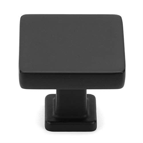 KOOFIZO 10 Pack Matte Black Square Cabinet Knobs - Modern Single Hole Pulls K08