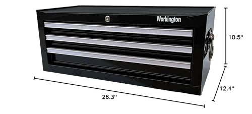 Workington 26" 3-Drawer Portable Steel Tool Chest Cabinet with Ball Bearing Slides - Black