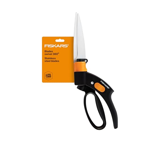 Fiskars 5-Inch Rotating Spring Action Grass Shears, Pruning & Edging Tool