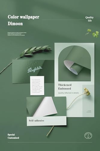 Dimoon Dark Green Peel and Stick Wallpaper Contact Paper 17.7" x 118" - Eco-Friendly Self-Adhesive Wall Covering for Kitchen Cabinets & Walls