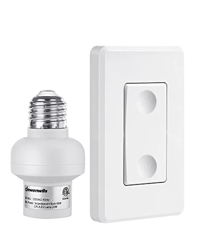 DEWENWILS E26/E27 Remote Control Light Bulb Socket with Wall Switch - No Wiring, ETL Listed, 1 Pack