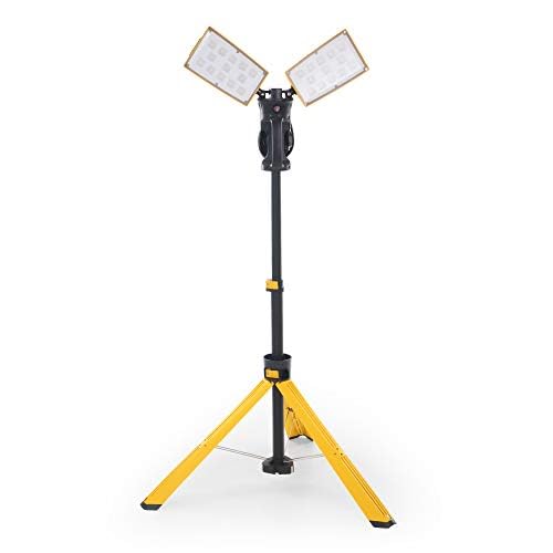 LUTEC 【Upgraded】 6290Pro 15000 Lumen 105 Watt Dual-Head LED Work Light with Telescoping Tripod, Work Light with Stand Rotating Waterproof Lamps and 8 Ft 3-Prong Power Cord