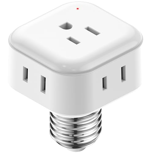Onite White E26/E27 Light Socket Outlet Adapter 1000W, Indoor/Outdoor, 1 Pack