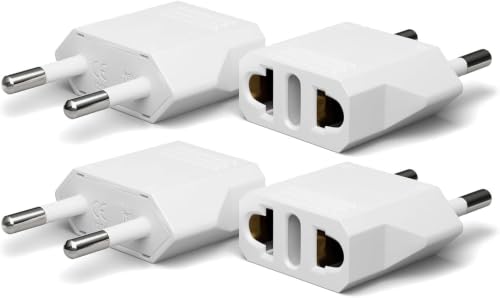 Unidapt White European Travel Plug Adapter US to Type C 4-Pack