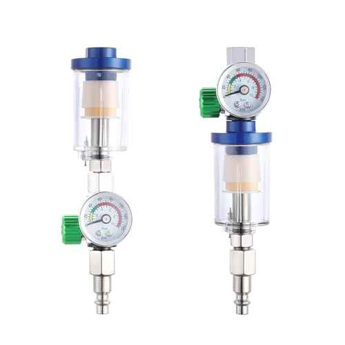 ENDOZER Oil Water Separator, Air Filter with Pressure Gauge, Pressure Regulator for Air Spray Gun, G1/4" Inlet and Outlet