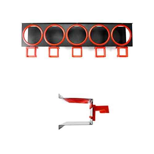 QWORK Wall-mounted Spray Bottle Holder, 2 Pack Aerosol Can Rack Organizer - 5 Holes and 5 Plastic Hooks Included for Tidying Up Your Cleaning and Detailing Tools