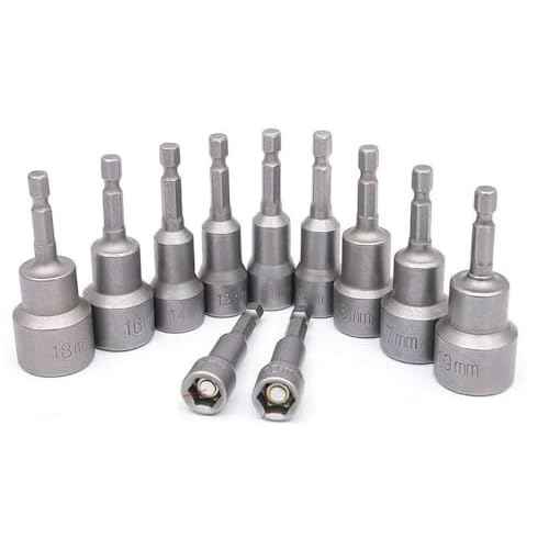 Fixinus 17mm Magnetic Socket, 1/4" Hex Shank Drill Adapter for Power Drills, Nut Driver and Impact Socket Adapter, 65mm Length